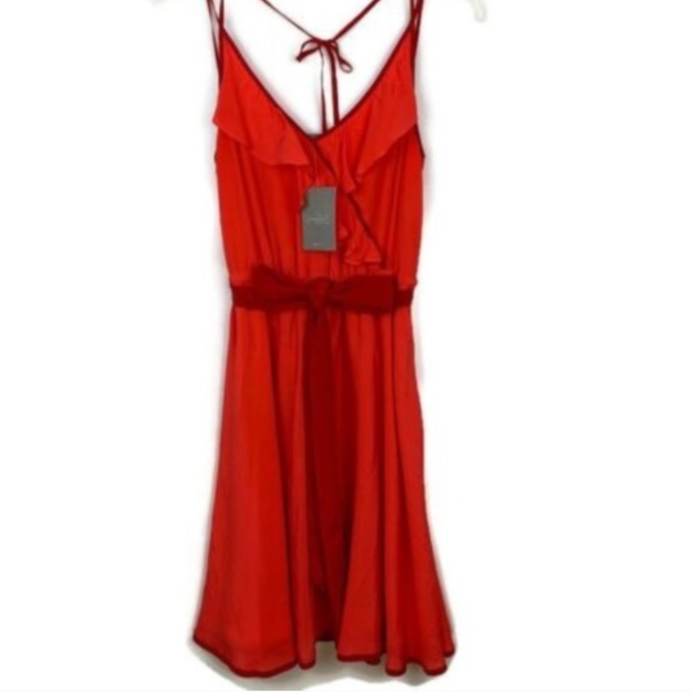 Anthropologie Red Silk Dress Sz 0